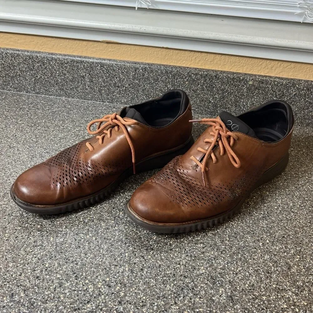 Cole Haan Grand.Os Mens Sz 13M Shoes Brown Leather Casual Comfort Oxford Lace Up